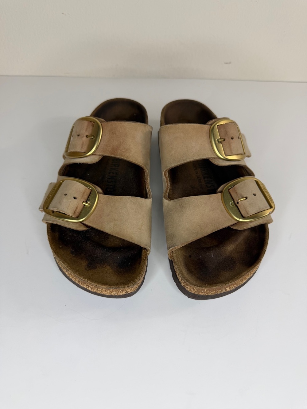 Birkenstock Sandals Slides Women Size 38 US 7 Double Strap Tan Buckle Germany - Picture 13 of 16